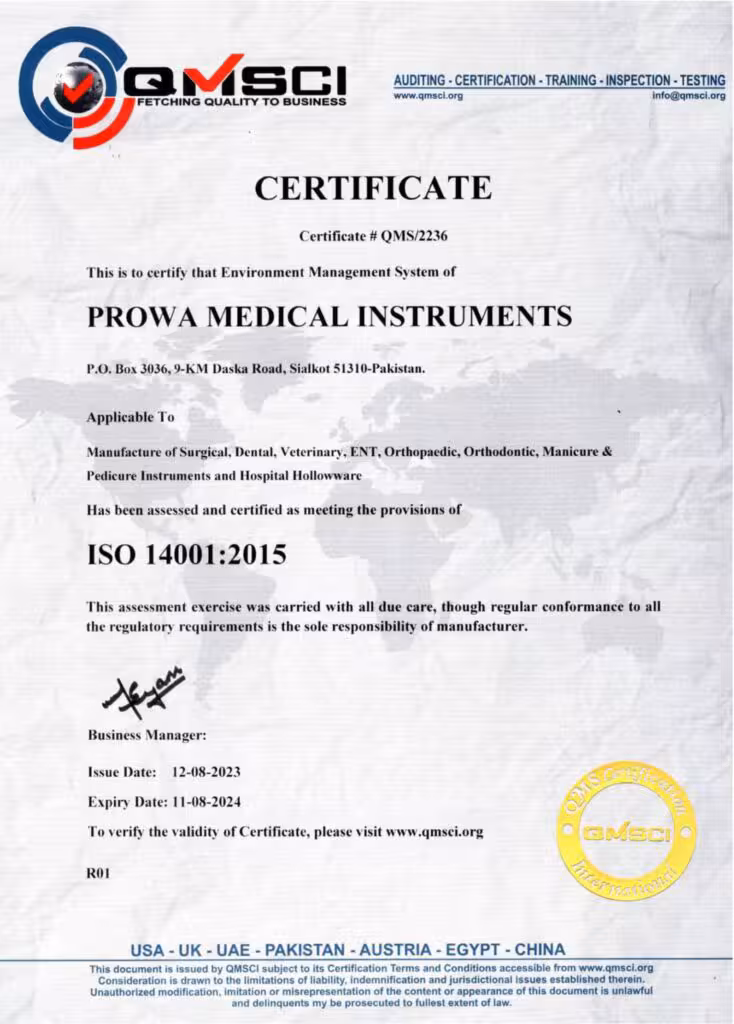 ISO 14001 Certificate