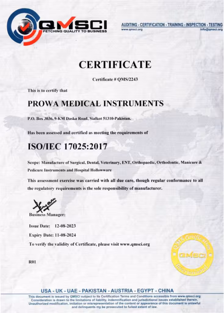ISO/IEC 17025 Certificate