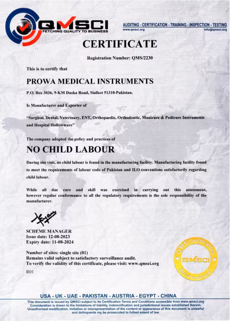 No Child Labour Certificate